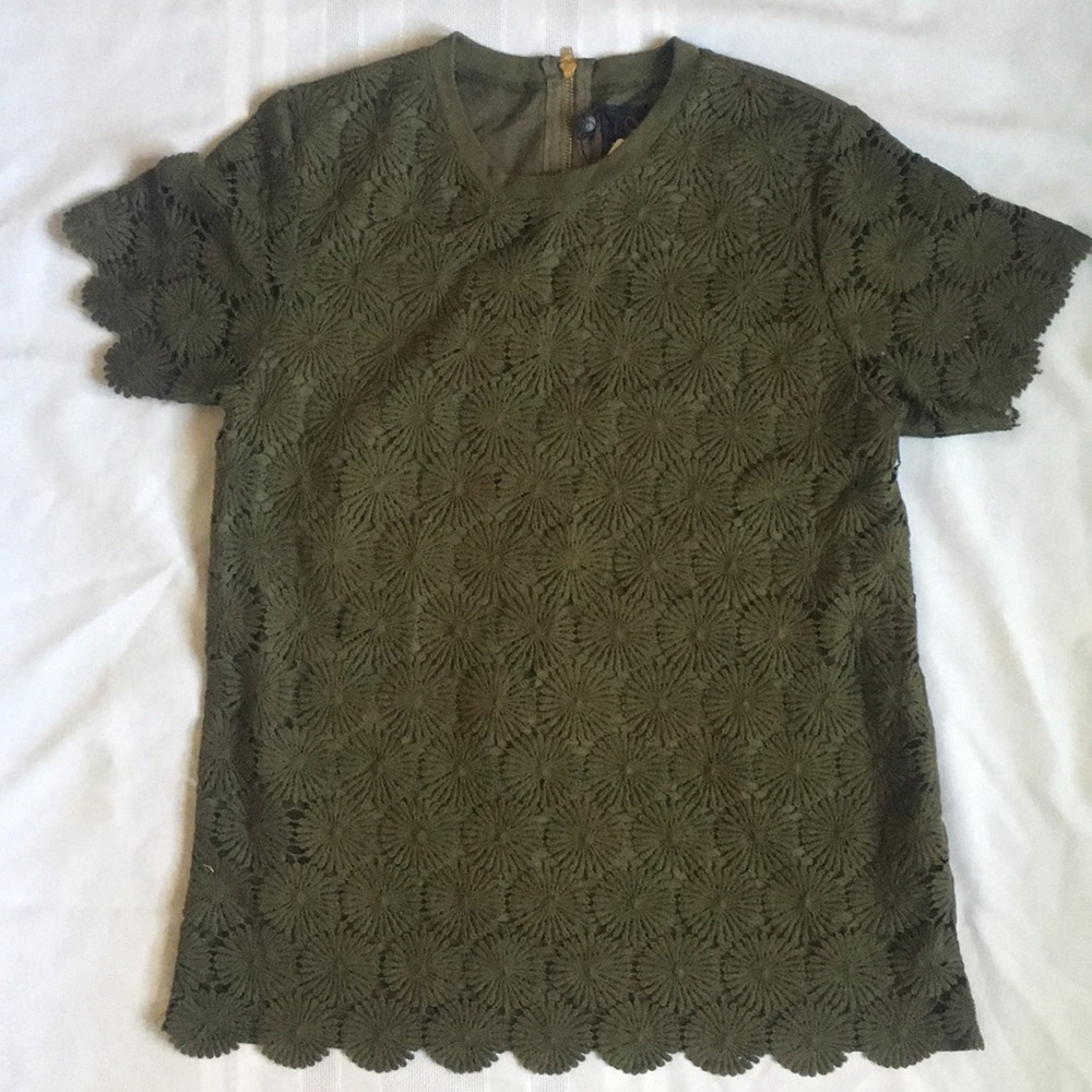 Plains and prints chive green boho embroidered top
